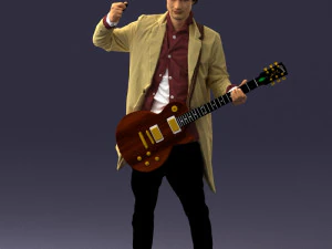 000246 Man with Guitar Realistic Musician Character 0118 3D Model