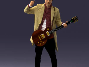 000246 Man with Guitar Realistic Musician Character 0118 3D Model