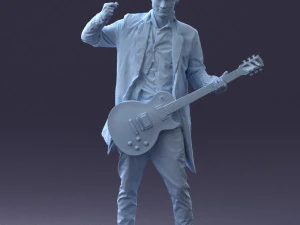 000246 Man with Guitar Realistic Musician Character 0118 3D Model