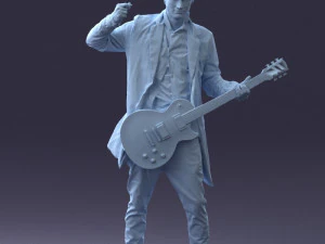 000246 Man with Guitar Realistic Musician Character 0118 3D Model