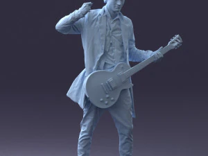 000246 Man with Guitar Realistic Musician Character 0118 3D Model