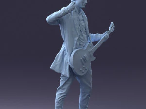 000246 Man with Guitar Realistic Musician Character 0118 3D Model