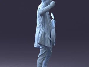 000246 Man with Guitar Realistic Musician Character 0118 3D Model