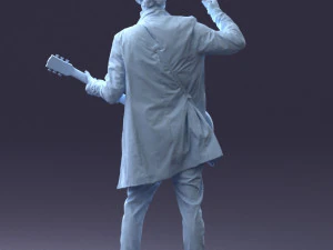 000246 Man with Guitar Realistic Musician Character 0118 3D Model