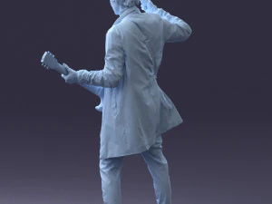 000246 Man with Guitar Realistic Musician Character 0118 3D Model