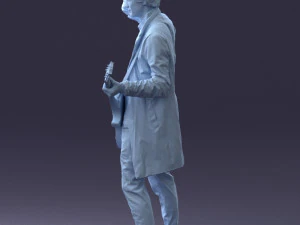 000246 Man with Guitar Realistic Musician Character 0118 3D Model