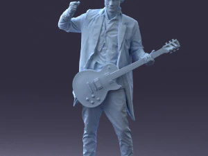 000246 Man with Guitar Realistic Musician Character 0118 3D Model
