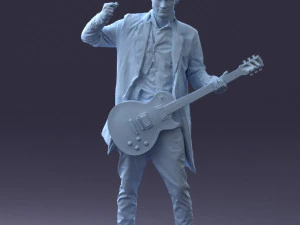 000246 Man with Guitar Realistic Musician Character 0118 3D Model