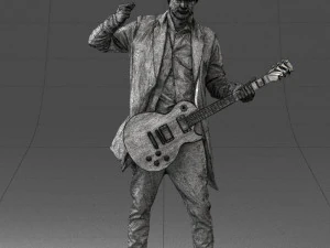 000246 Man with Guitar Realistic Musician Character 0118 3D Model