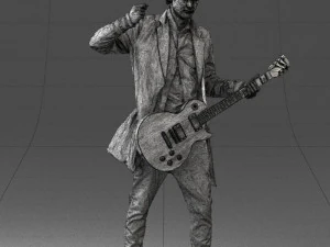 000246 Man with Guitar Realistic Musician Character 0118 3D Model