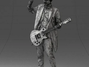 000246 Man with Guitar Realistic Musician Character 0118 3D Model