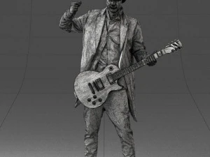 000246 Man with Guitar Realistic Musician Character 0118 3D Model