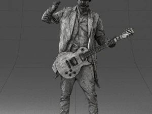 000246 Man with Guitar Realistic Musician Character 0118 3D Model
