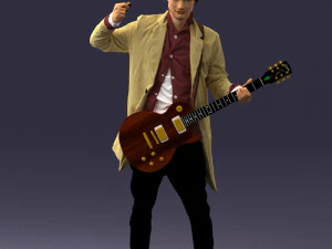 000246 Мужчина с гитарой Реалистичный персонаж музыканта 0118 3dp 3D Принт Модель