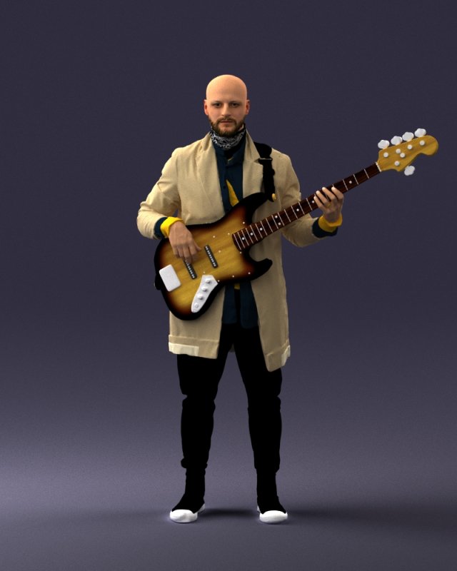musician bass guitar 0118-2 Modèle 3D .c4d .max .obj .3ds .fbx .stl .blend 