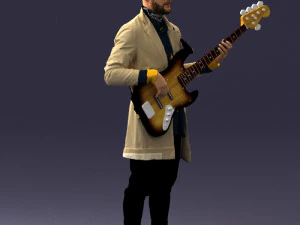 000247 Man with Bass Guitar Realistic Musician Character 0118 3dp 3D Print Model