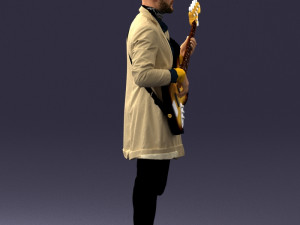 000247 Man with Bass Guitar Realistic Musician Character 0118 3dp Modello di stampa 3D