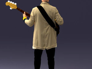 000247 Man with Bass Guitar Realistic Musician Character 0118 3dp 3D Print Model