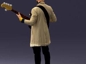 000247 Man with Bass Guitar Realistic Musician Character 0118 3dp 3D Print Model