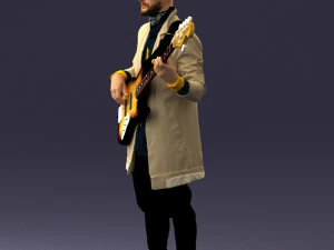 000247 Man with Bass Guitar Realistic Musician Character 0118 3dp 3D Print Model