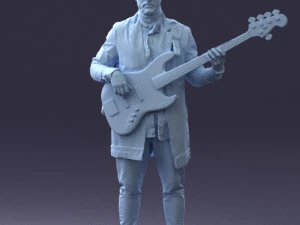 000247 Man with Bass Guitar Realistic Musician Character 0118 3dp 3D Print Model