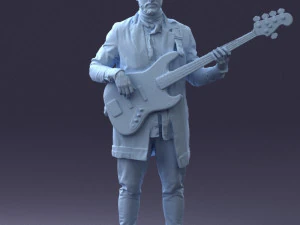 000247 Man with Bass Guitar Realistic Musician Character 0118 3dp 3D Print Model