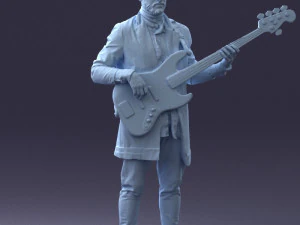 000247 Man with Bass Guitar Realistic Musician Character 0118 3dp 3D Print Model