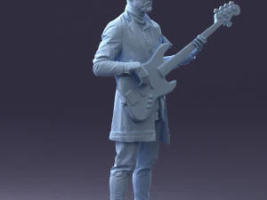 000247 Man with Bass Guitar Realistic Musician Character 0118 3dp 3D Print Model