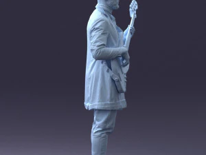 000247 Man with Bass Guitar Realistic Musician Character 0118 3dp 3D Print Model
