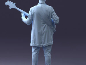 000247 Man with Bass Guitar Realistic Musician Character 0118 3dp 3D Print Model