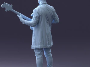 000247 Man with Bass Guitar Realistic Musician Character 0118 3dp 3D Print Model