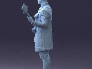 000247 Man with Bass Guitar Realistic Musician Character 0118 3dp 3D Print Model