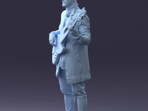 000247 Man with Bass Guitar Realistic Musician Character 0118 3dp 3D Print Model