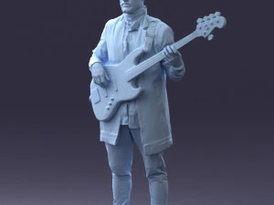 000247 Man with Bass Guitar Realistic Musician Character 0118 3dp 3D Print Model