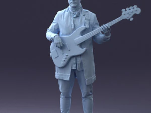 000247 Man with Bass Guitar Realistic Musician Character 0118 3dp 3D Print Model