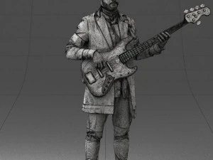 000247 Man with Bass Guitar Realistic Musician Character 0118 3dp 3D Print Model