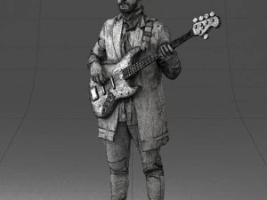 000247 Man with Bass Guitar Realistic Musician Character 0118 3dp 3D Print Model