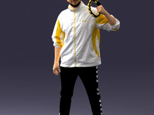 000249 タンバリンを持つ男 リアルな打楽器奏者のキャラクター 0118 3dp 3Dプリントモデル