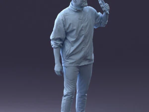000249 Man with Tambourine Realistic Percussionist Character 0118 3dp 3D Print Model