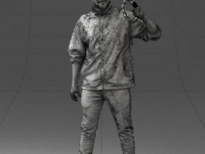 000249 Man with Tambourine Realistic Percussionist Character 0118 3dp 3D Print Model