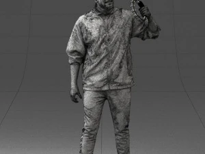 000249 Man with Tambourine Realistic Percussionist Character 0118 3dp 3D Print Model