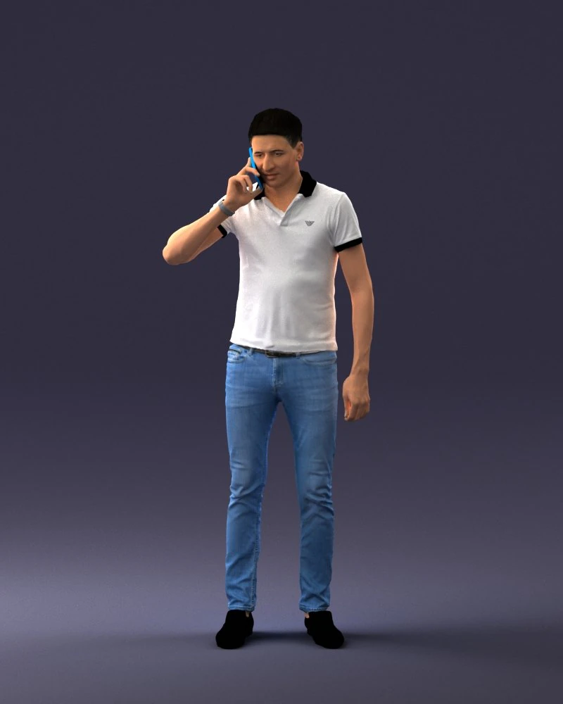 000265 Man Talking on Phone 0522 3D Model .c4d .max .obj .3ds .fbx .stl .blend 