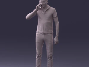 000265 Man Talking on Phone 0522 3D Model