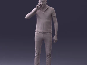 000265 Man Talking on Phone 0522 3D Model
