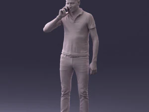 000265 Man Talking on Phone 0522 3D Model
