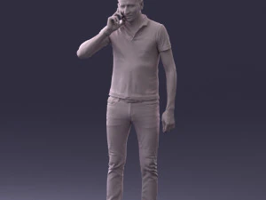000265 Man Talking on Phone 0522 3D Model