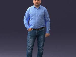 000261 Casual Man in Checkered Shirt and Jeans 0403 3dp 3D Print Model