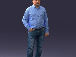 000261 Casual Man in Checkered Shirt and Jeans 0403 3dp 3D Print Model