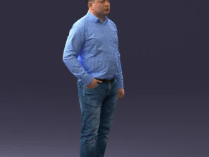 000261 Casual Man in Checkered Shirt and Jeans 0403 3dp 3D Print Model