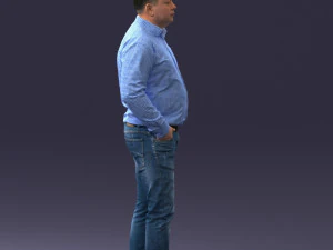 000261 Casual Man in Checkered Shirt and Jeans 0403 3dp 3D Print Model